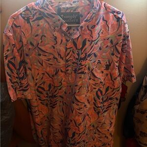 Simply Southern Men's Vibrant Pink and Blue Shirt